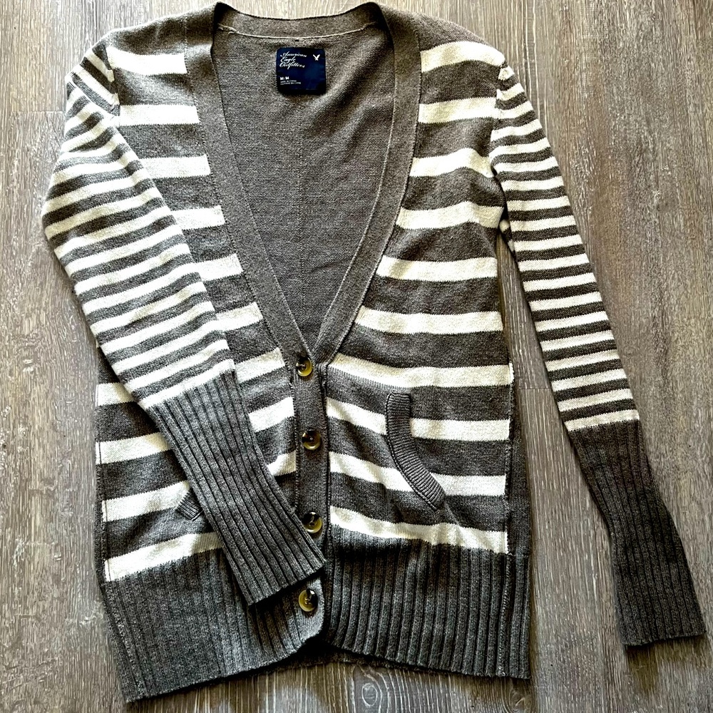 Oversized stripped grandpa cardigan